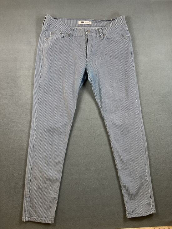 Levi's Denim - Levi's Women's 524 Too Superlow Jean Size 13M 31x32 Blue White Striped Y2K Style